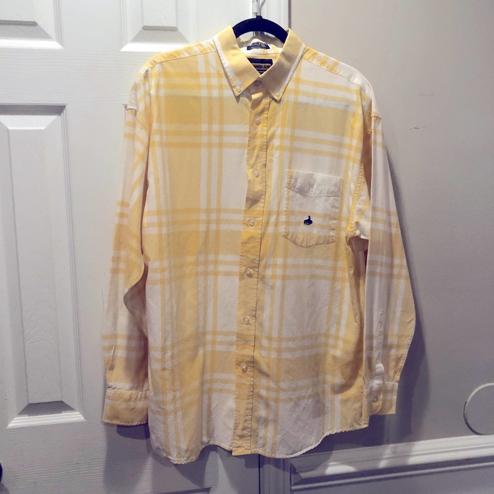 Panhandle Slim Button Down Western Shirt yellow plaid Large
